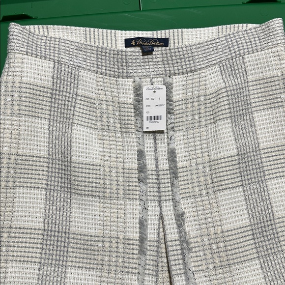 NWT Brooks Brothers Gray Cream Shimmer Tweed Aline Skirt Size 8 MSRP $289 - Picture 4 of 5